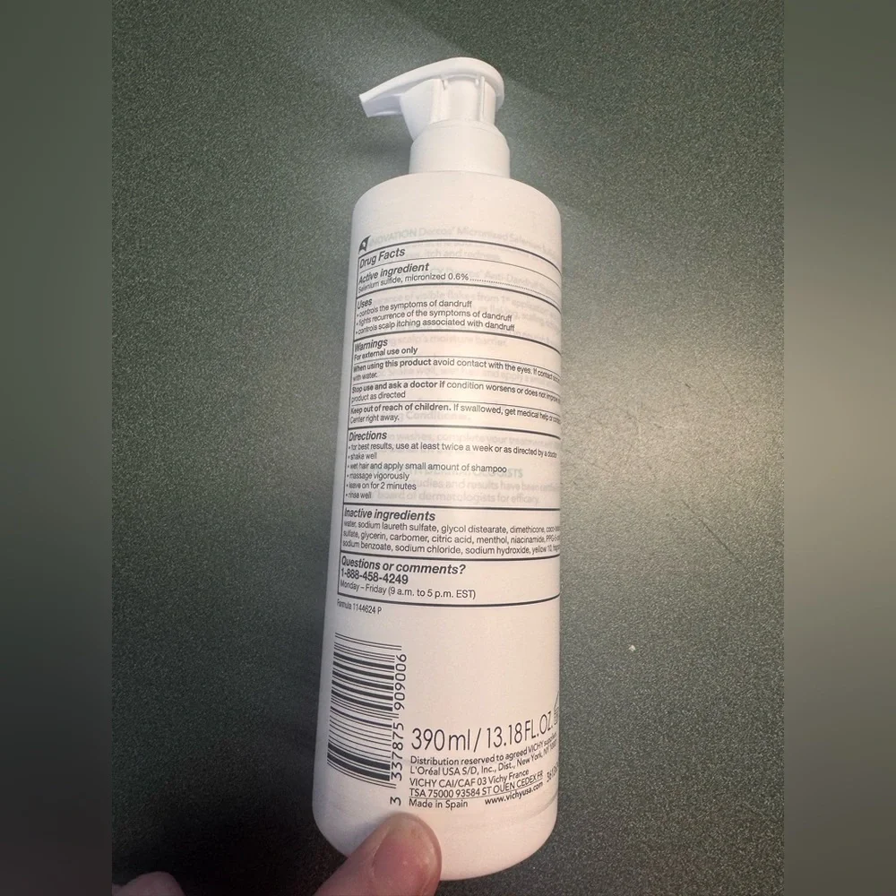Vichy Dercos Selenium Sulfide Anti-Dandruff Shampoo 13.18 FL. OZ.